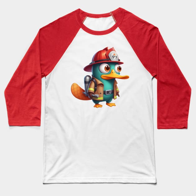 Platypus Firefighter Baseball T-Shirt by Dmytro
